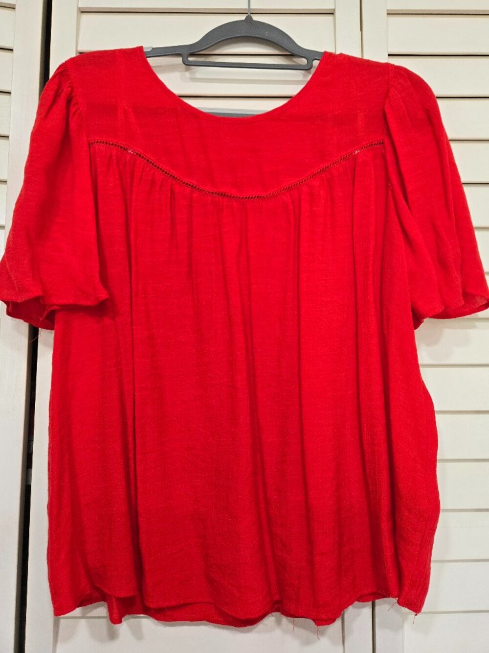 Nanette Lepore Top Size XL Red Fluttery Blouse